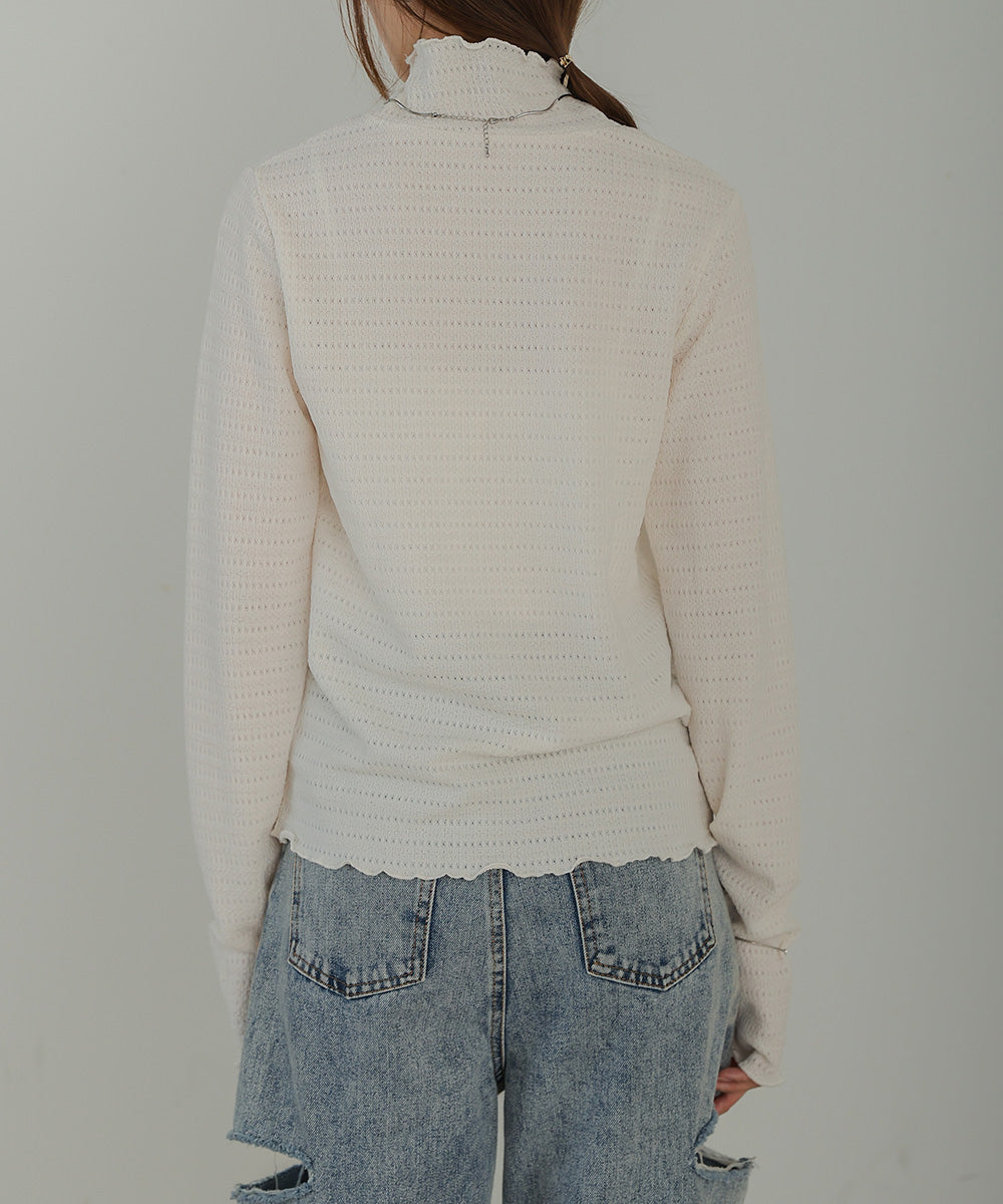 HIGH NECK EMBROIDERY TOPS