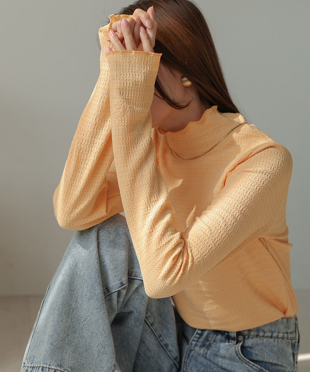 HIGH NECK EMBROIDERY TOPS