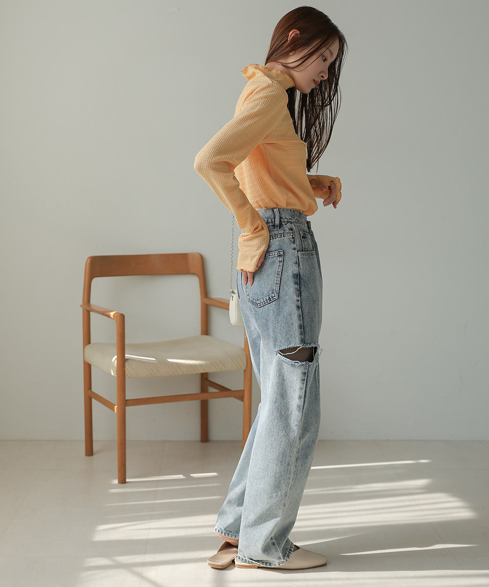 HIGH NECK EMBROIDERY TOPS