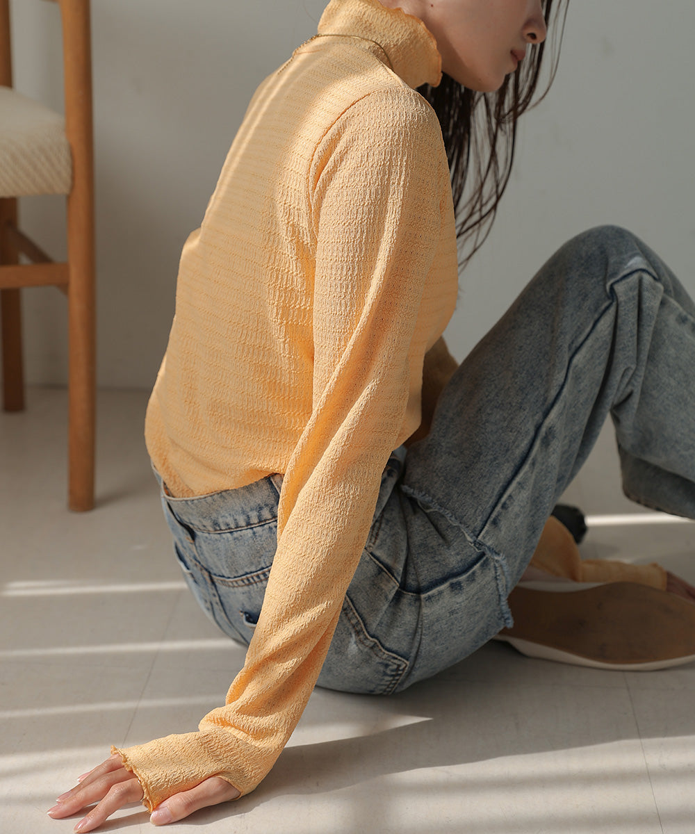 HIGH NECK EMBROIDERY TOPS