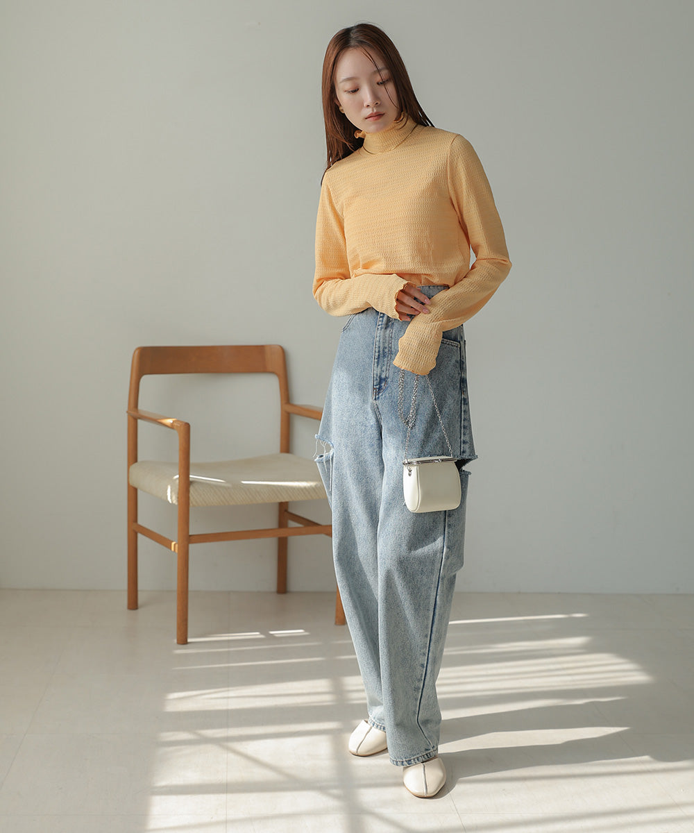 HIGH NECK EMBROIDERY TOPS