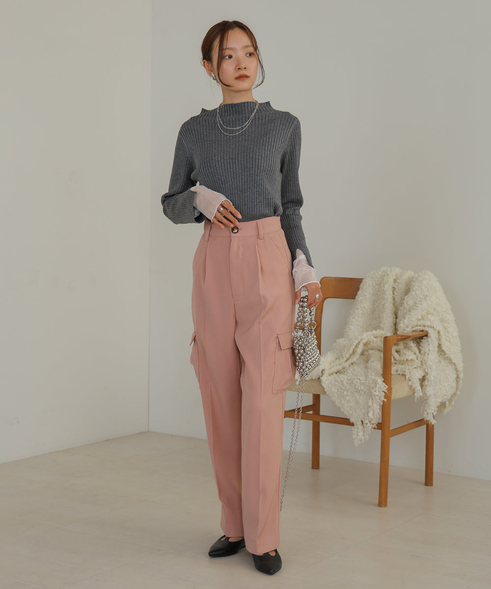 CENTER PRESSED CARGO SLACKS