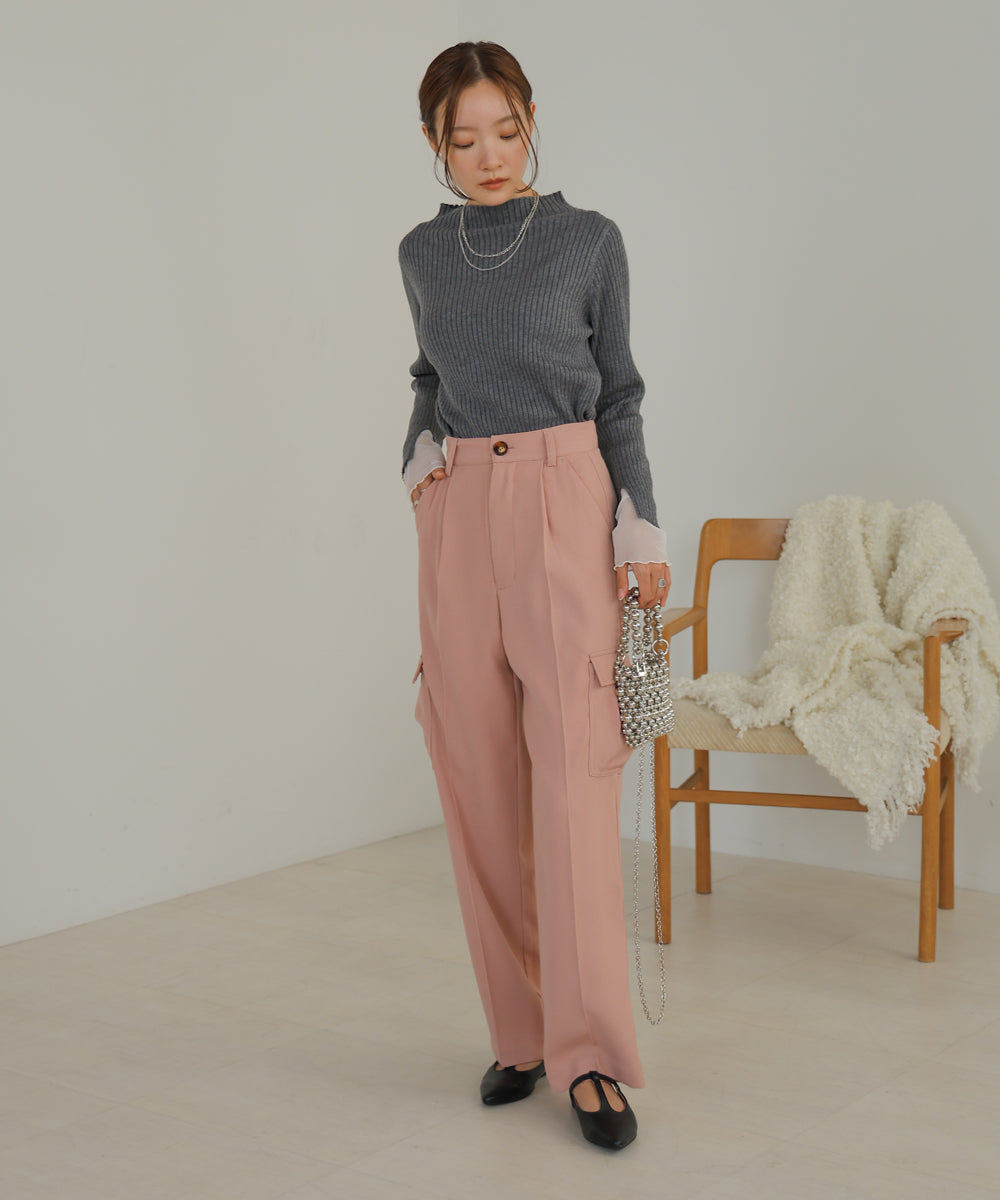 CENTER PRESSED CARGO SLACKS