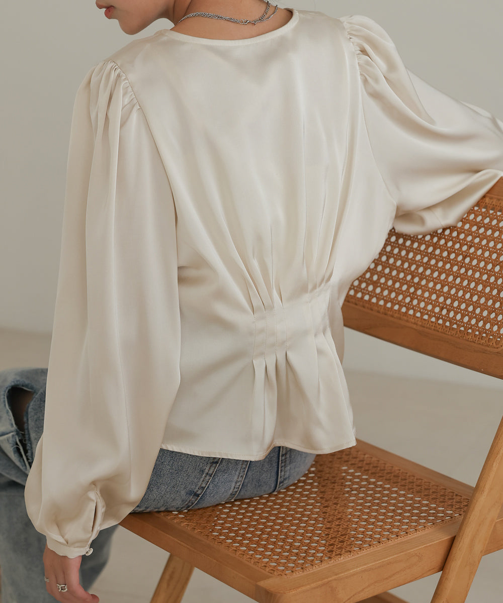 WAIST TUCK PEPLUM BLOUSE