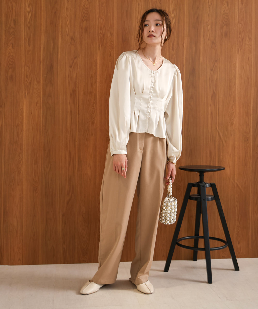 WAIST TUCK PEPLUM BLOUSE