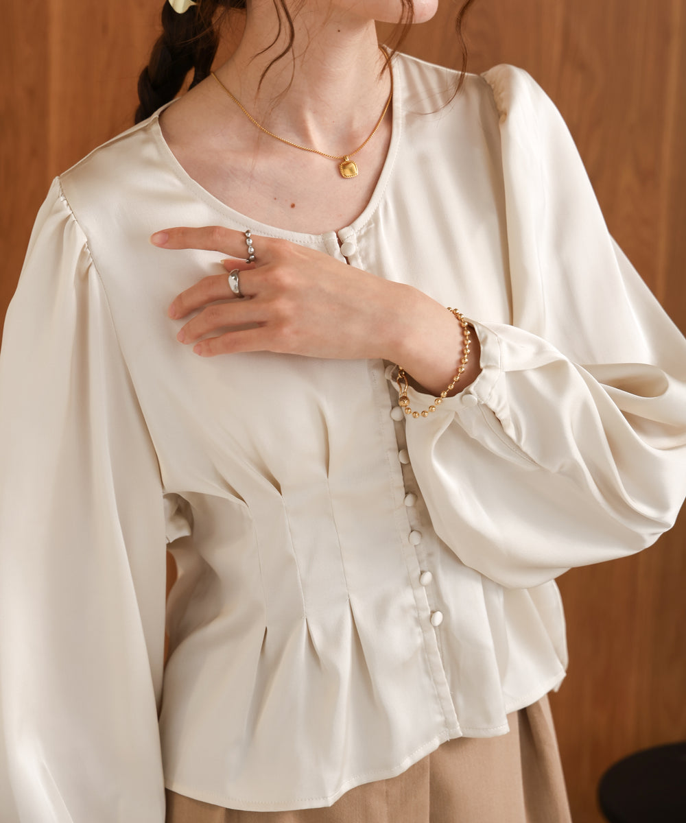 WAIST TUCK PEPLUM BLOUSE