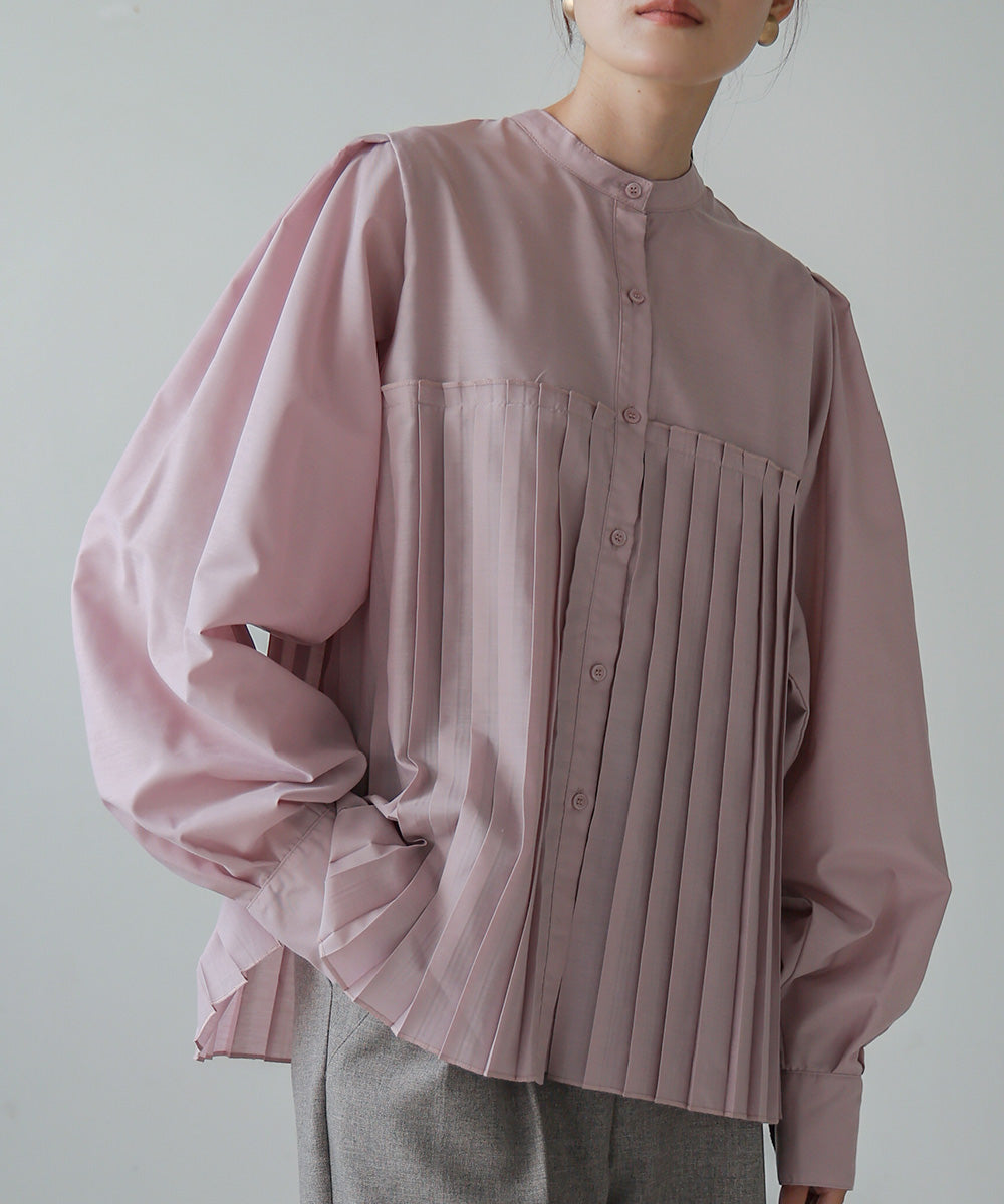 VOLUME SLEEVE PLEATED BLOUSE