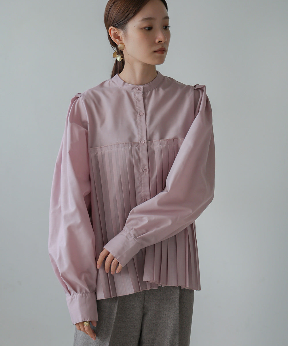 VOLUME SLEEVE PLEATED BLOUSE
