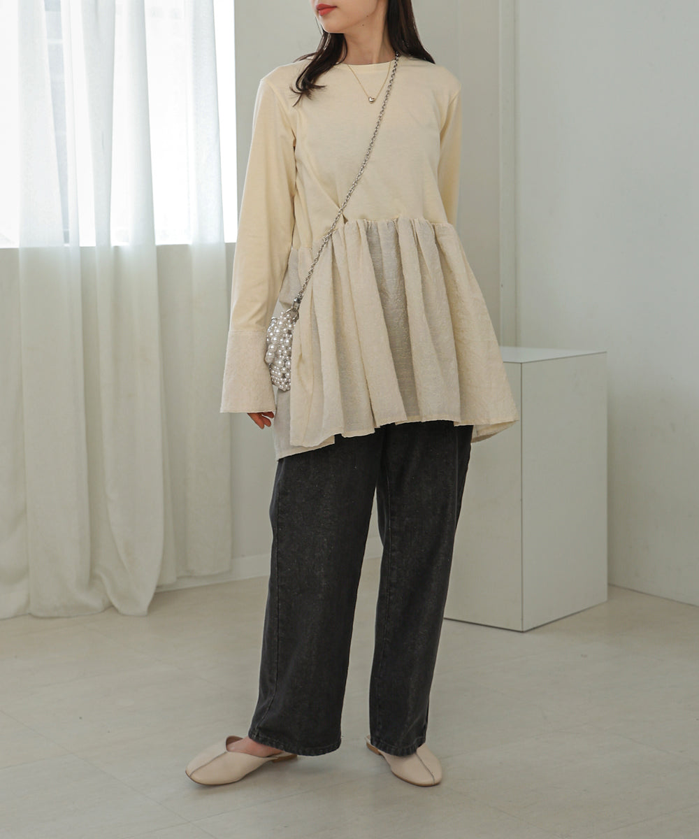 DOT BUTTON PEPLUM TOPS