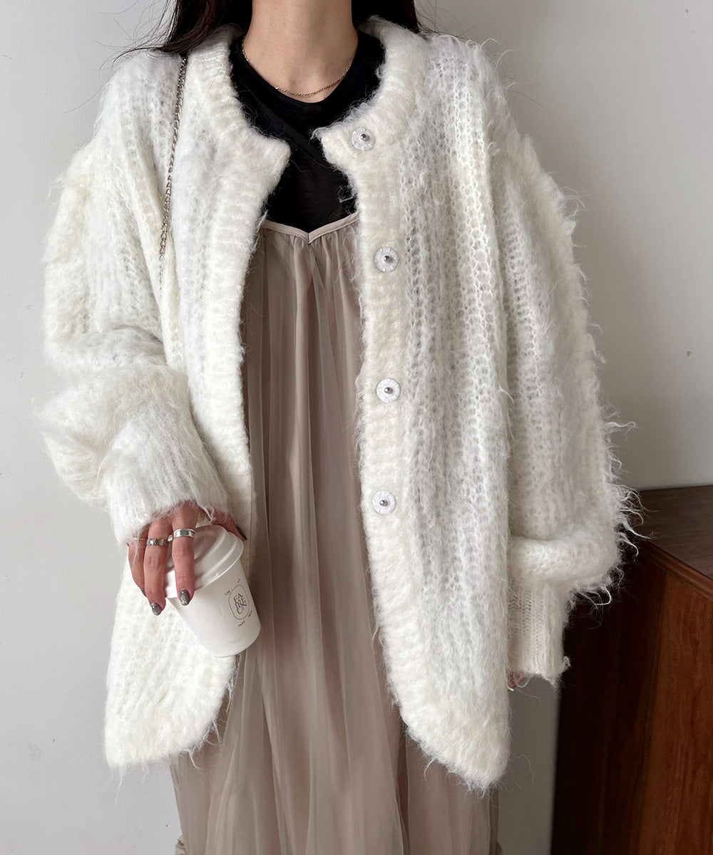 MOHAYALIKE SHAGGY KNIT CARDIGAN