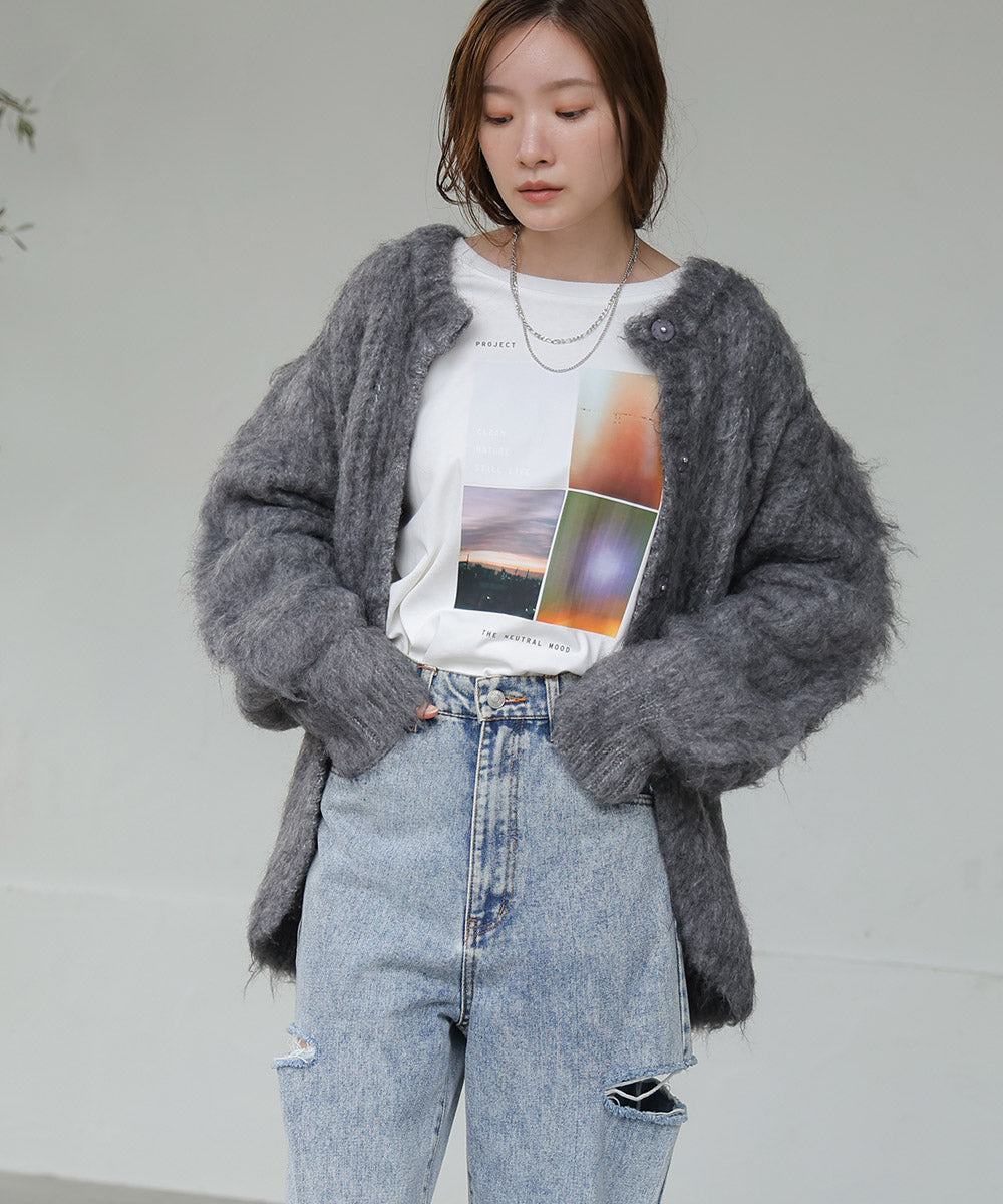 MOHAYALIKE SHAGGY KNIT CARDIGAN