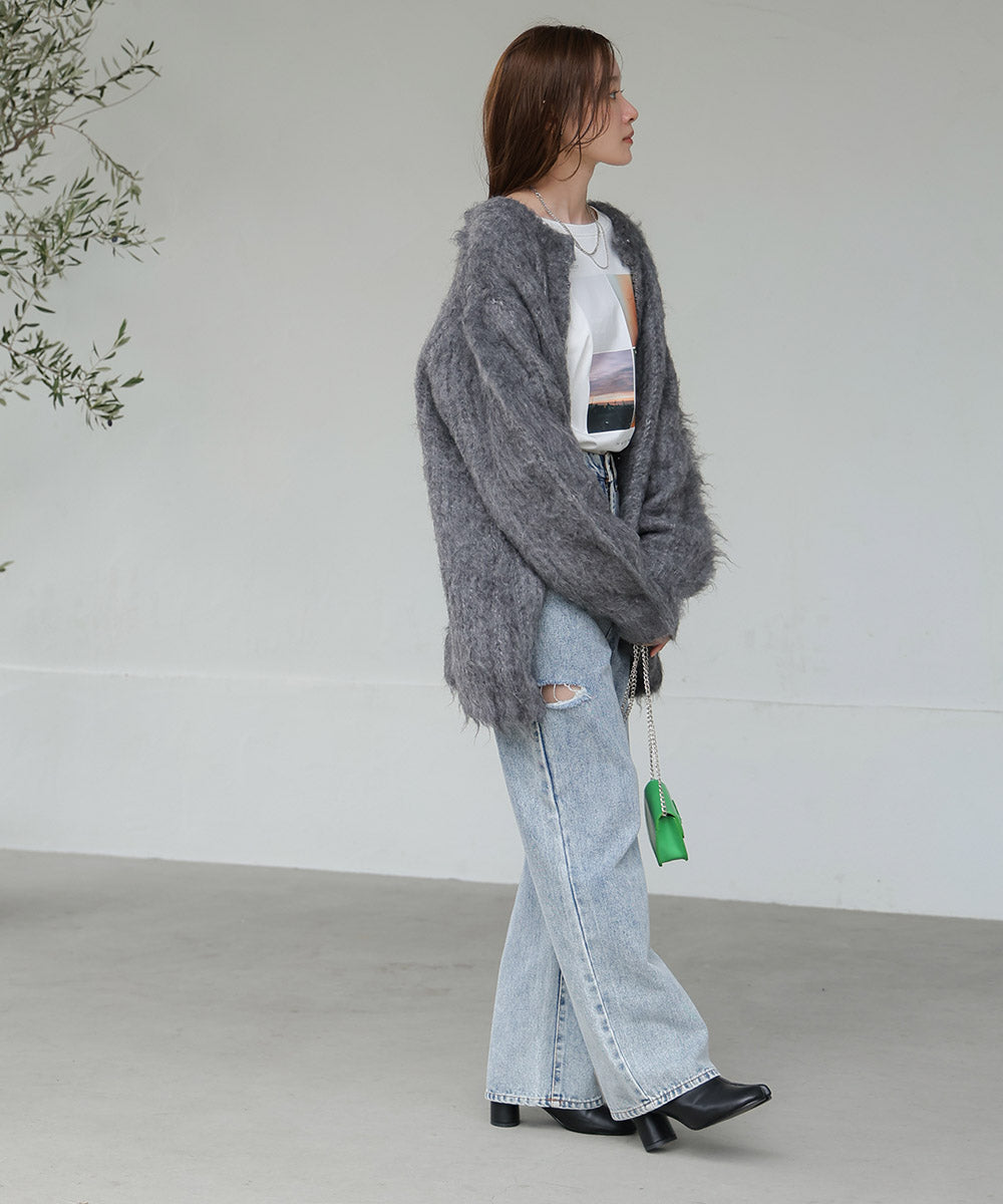 MOHAYALIKE SHAGGY KNIT CARDIGAN