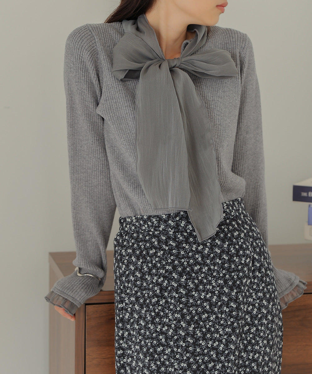 BOW TIE RIBBED KNIT