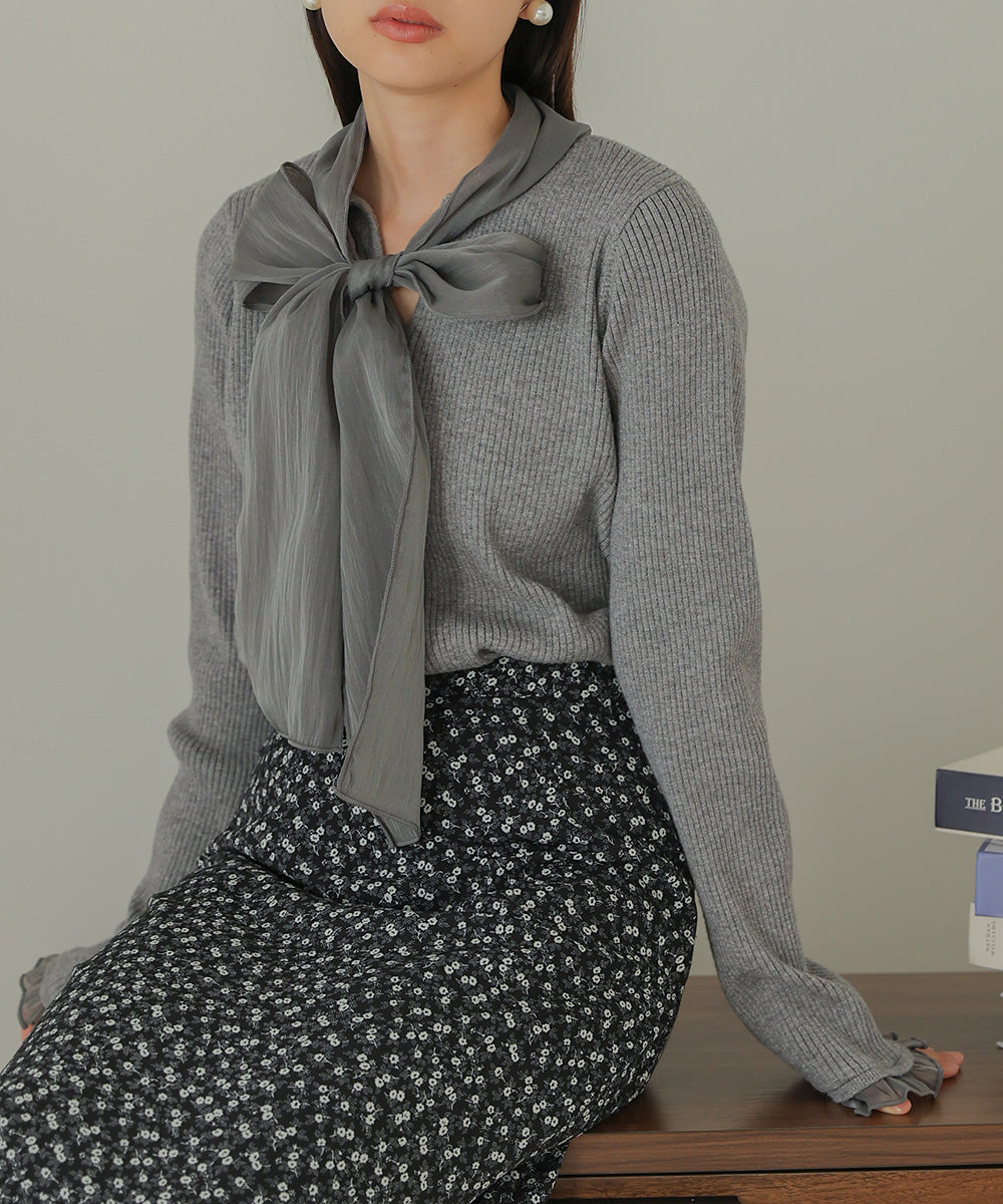 BOW TIE RIBBED KNIT