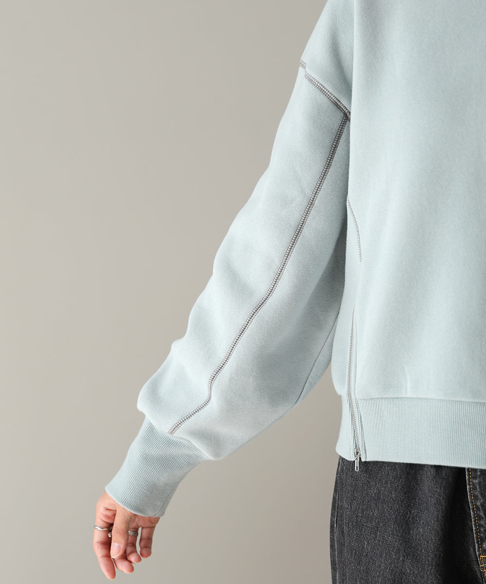 DOUBLE ZIP COLOR STITCHING BRUSHED LINING SWEAT