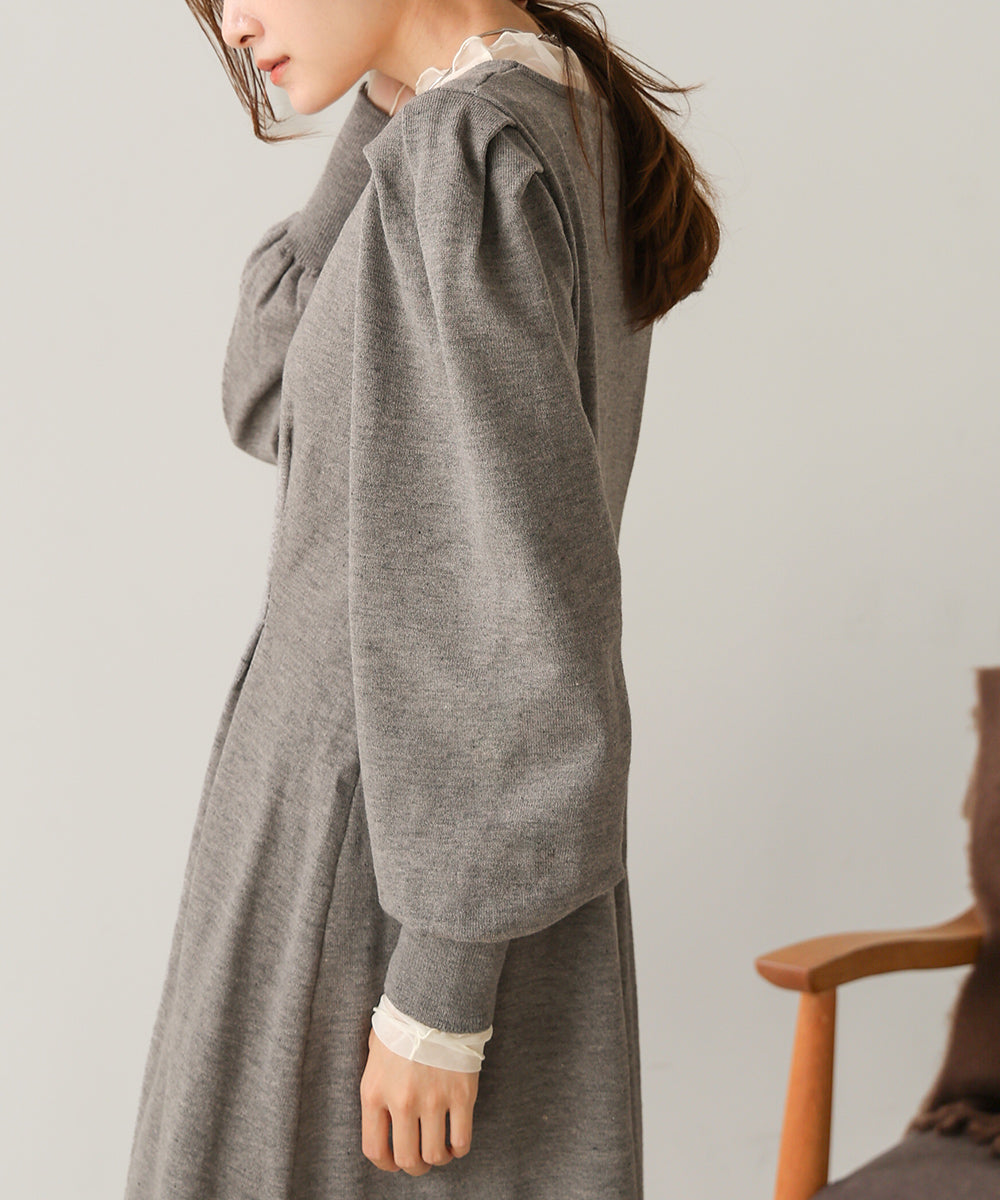 WAIST TUCK FLARE LINE KNIT ONEPIECE