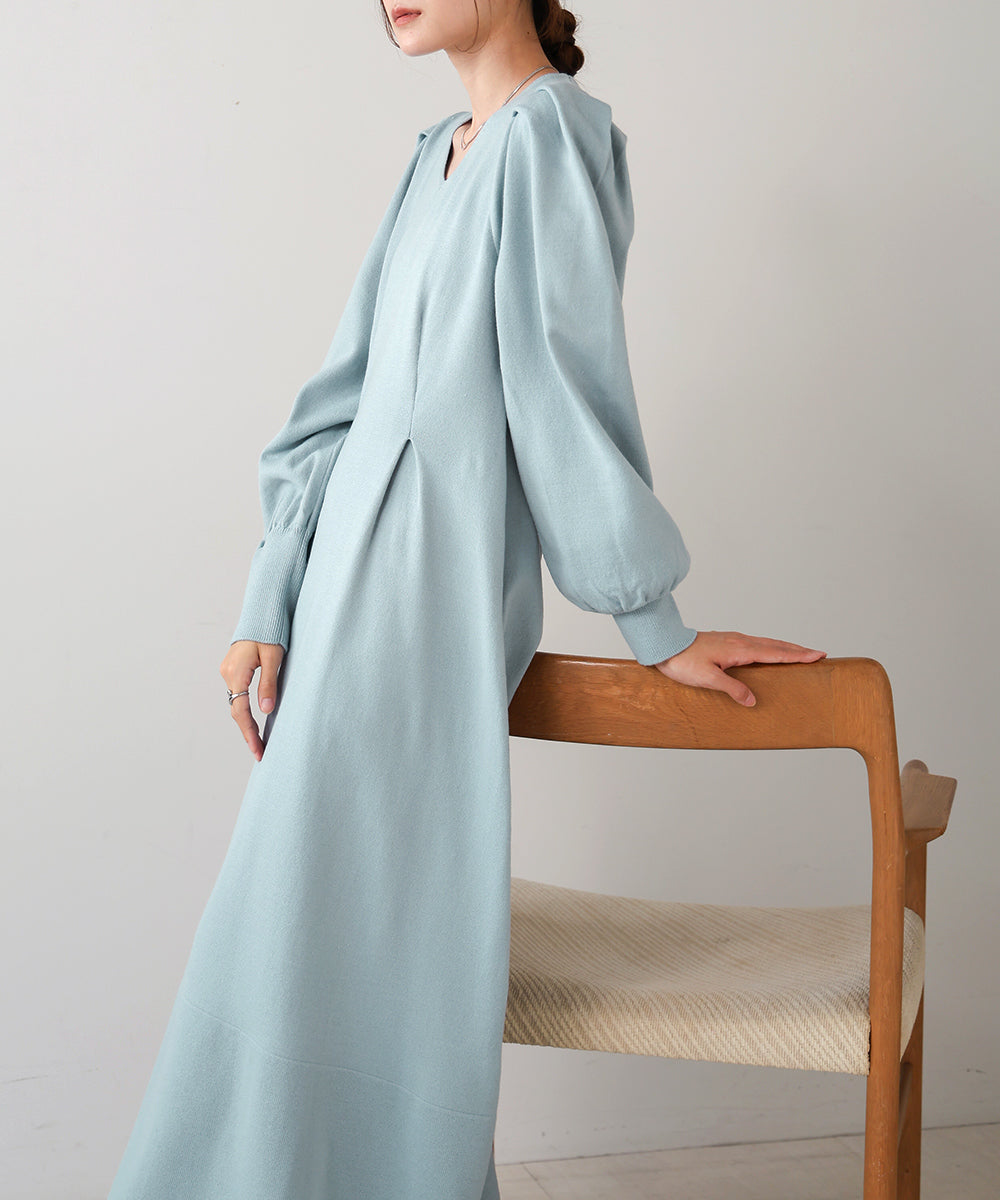 WAIST TUCK FLARE LINE KNIT ONEPIECE