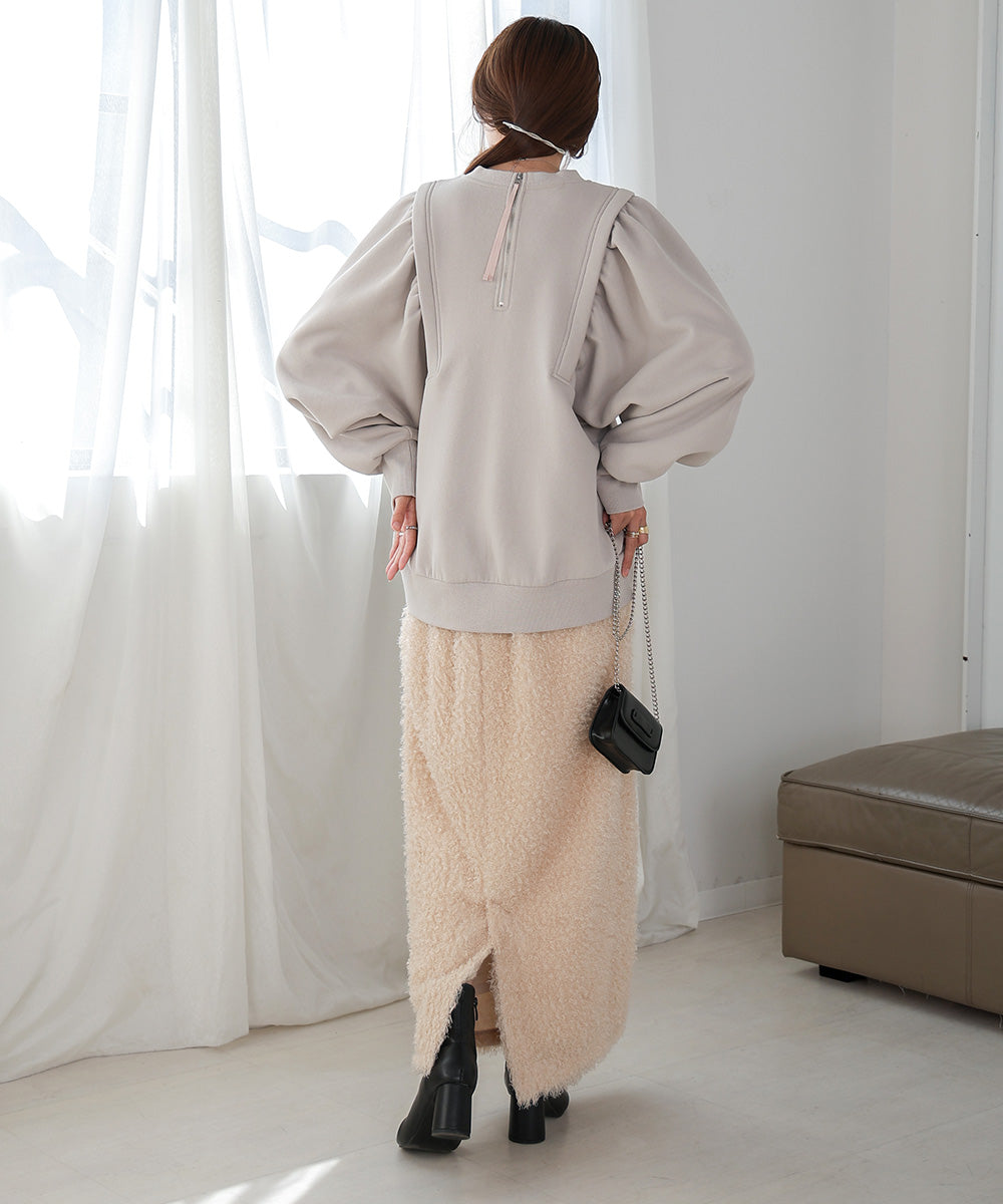 SLEEVE JERSEY WITH BRUSHED SWEAT