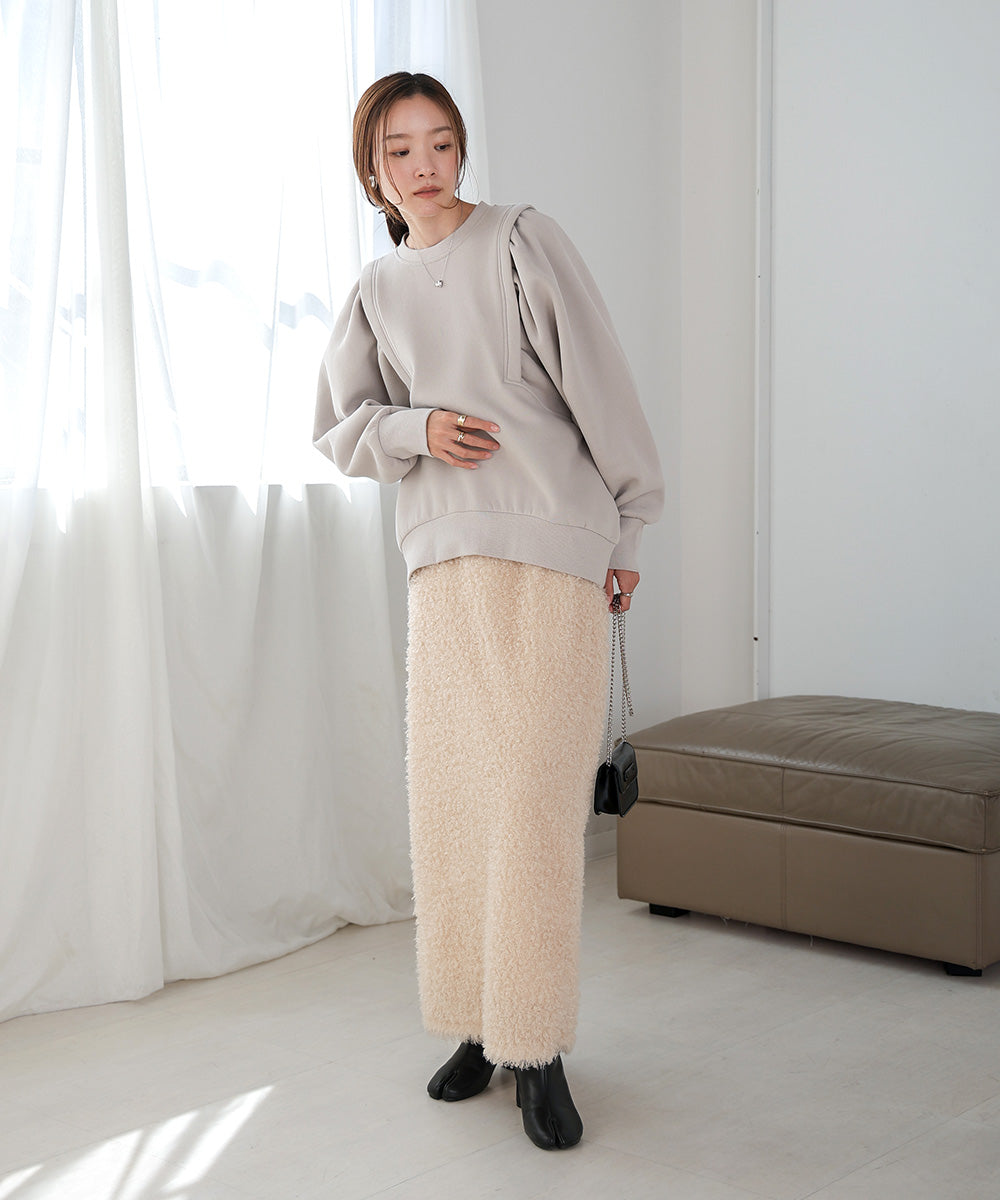 SLEEVE JERSEY WITH BRUSHED SWEAT