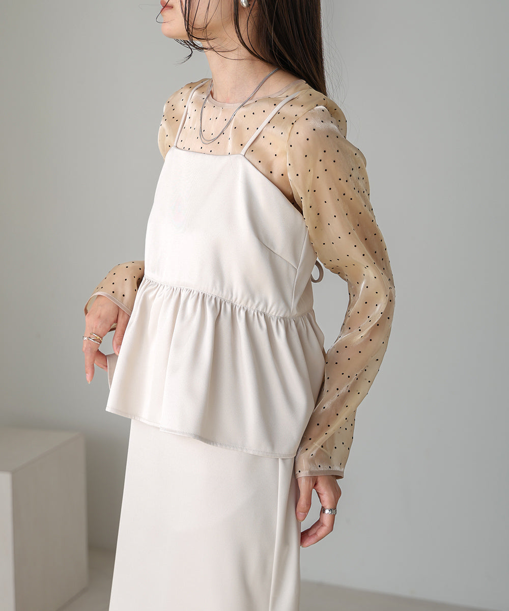 【低身長向けサイズあり】ペプラムIラインキャミワンピース