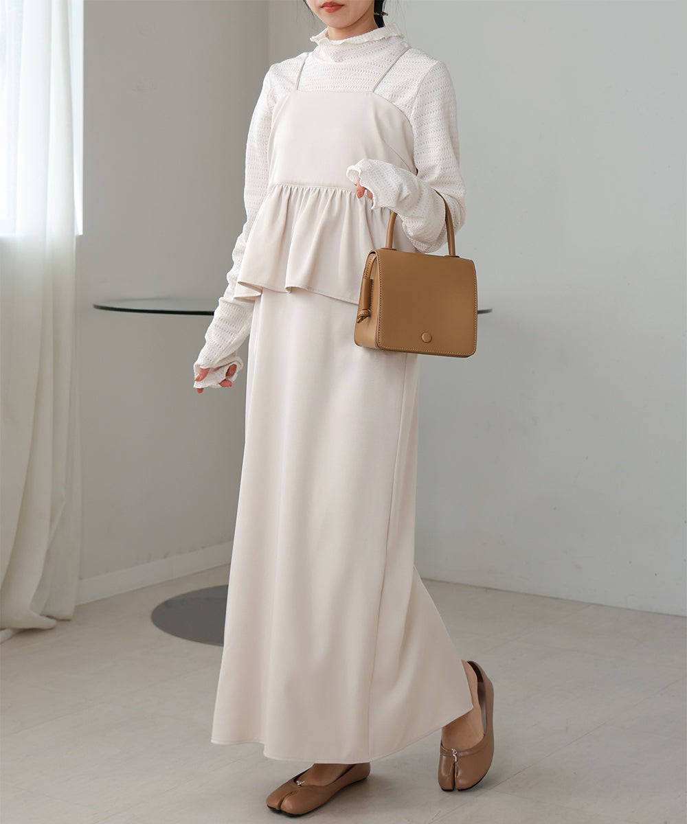 【低身長向けサイズあり】ペプラムIラインキャミワンピース