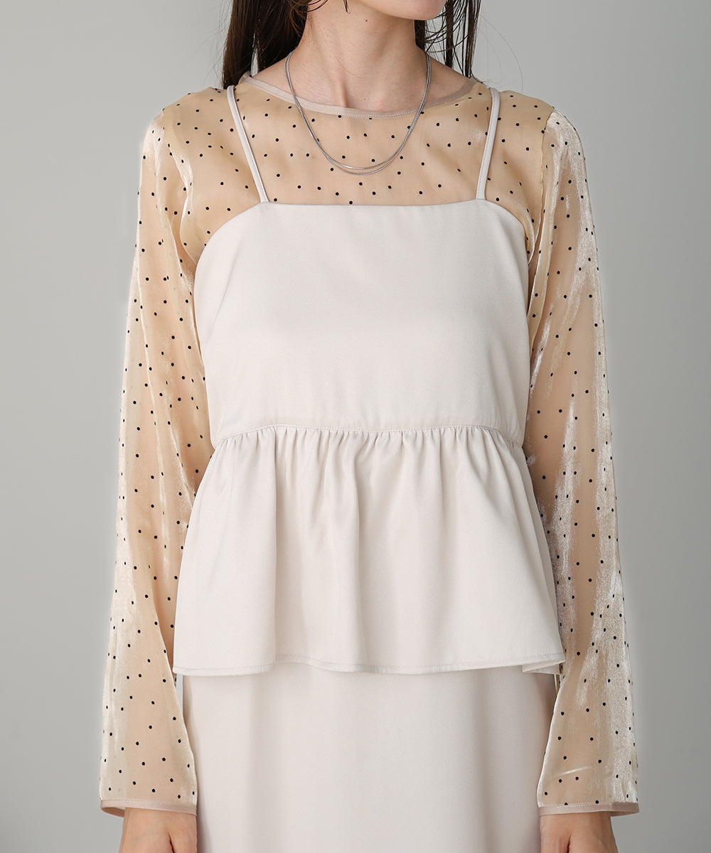 【低身長向けサイズあり】ペプラムIラインキャミワンピース