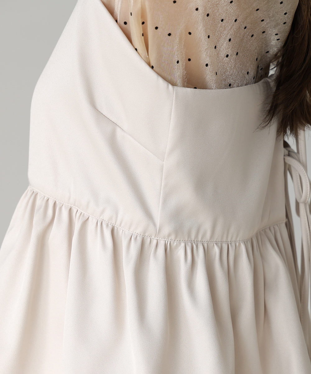 【低身長向けサイズあり】ペプラムIラインキャミワンピース