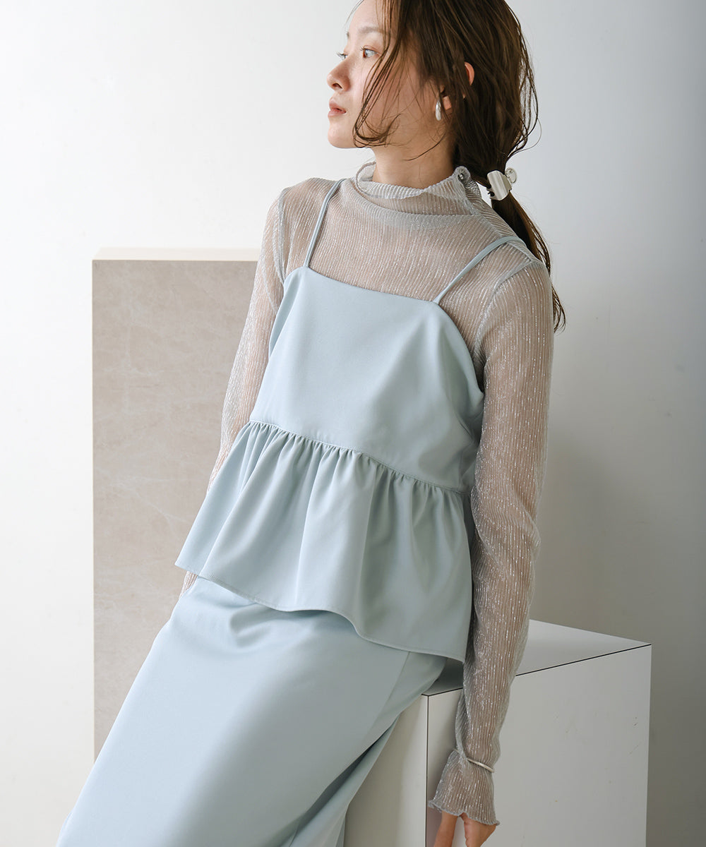 【低身長向けサイズあり】ペプラムIラインキャミワンピース