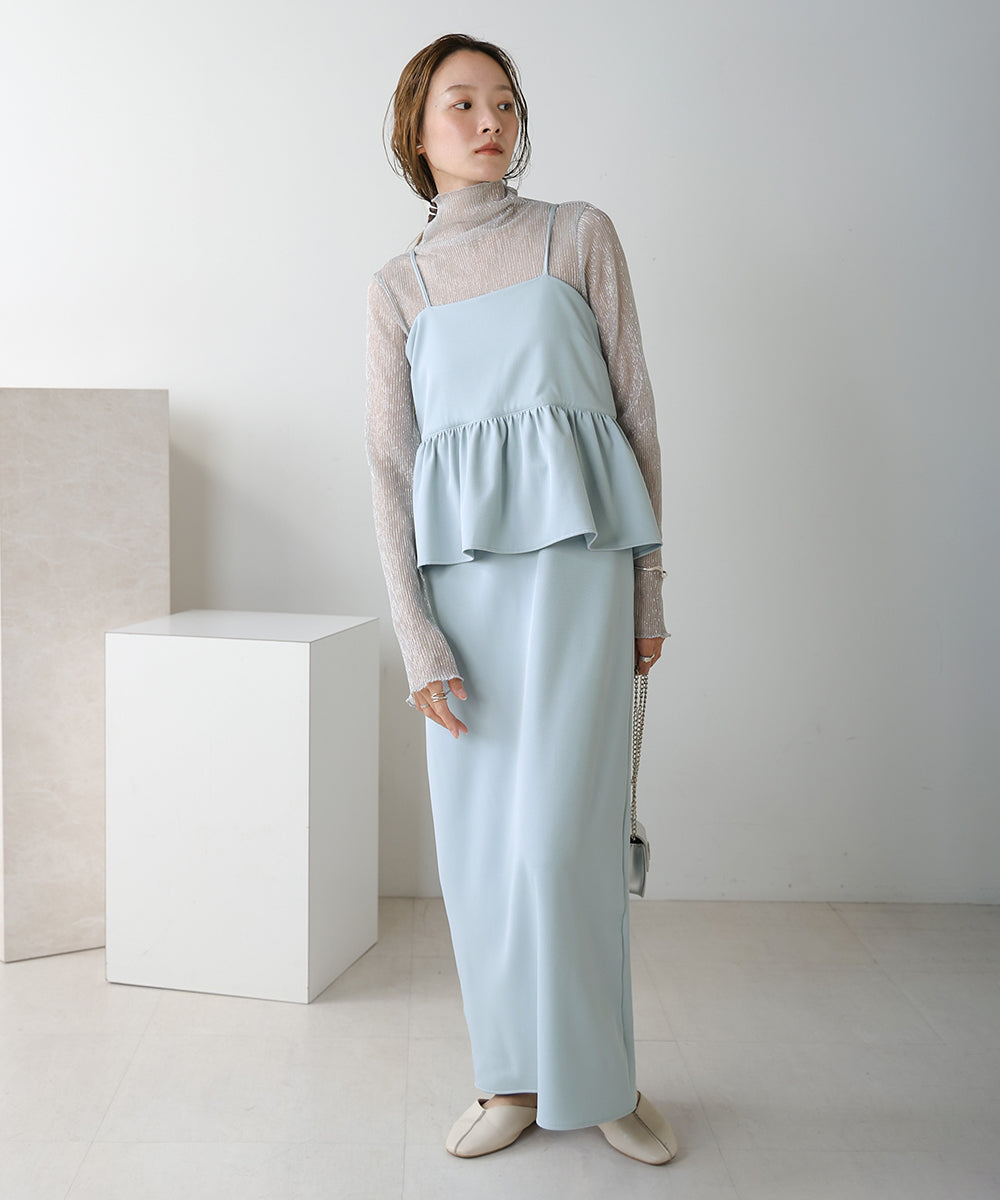 【低身長向けサイズあり】ペプラムIラインキャミワンピース