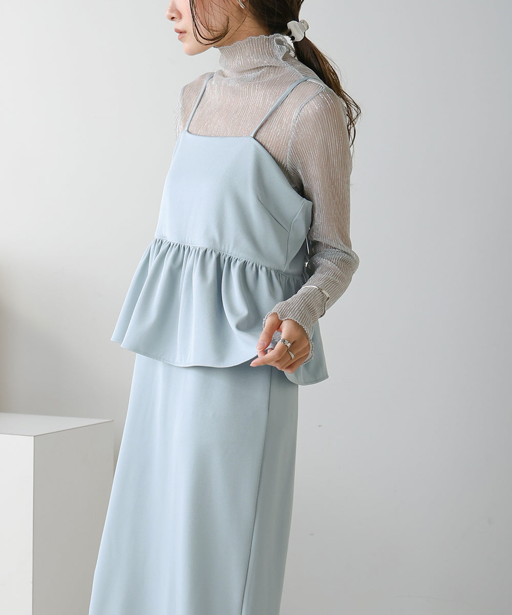 【低身長向けサイズあり】ペプラムIラインキャミワンピース