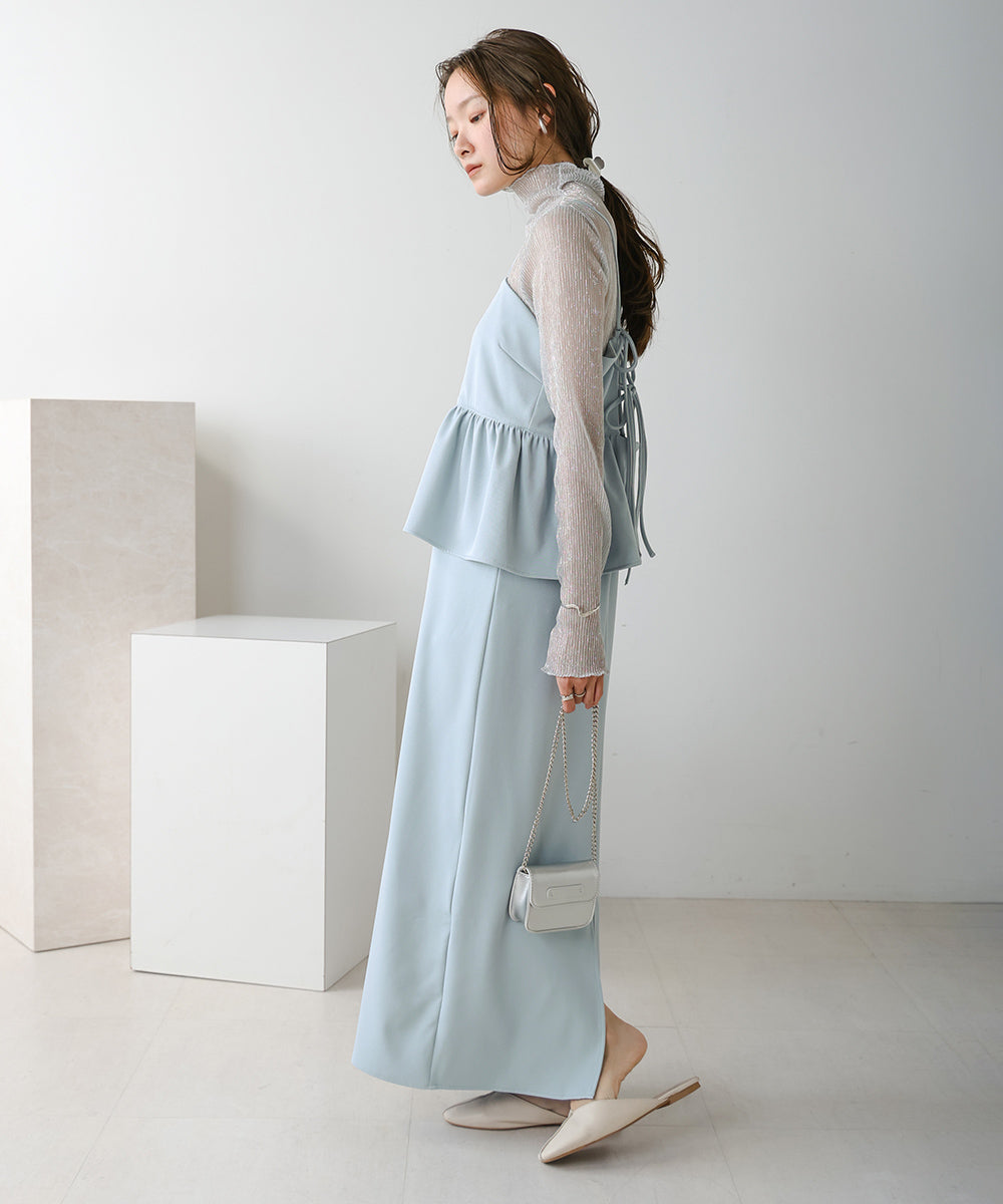 【低身長向けサイズあり】ペプラムIラインキャミワンピース