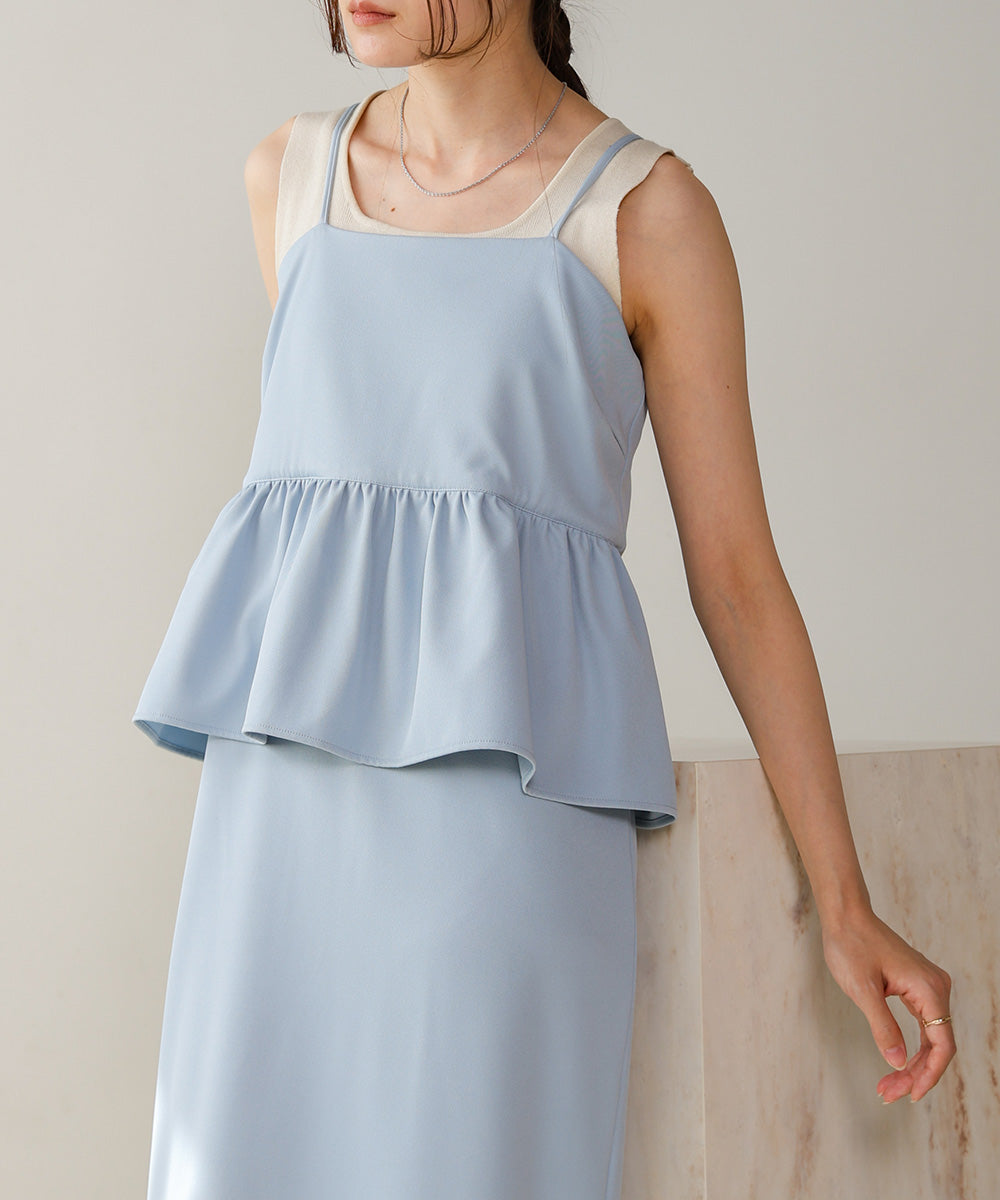 【低身長向けサイズあり】ペプラムIラインキャミワンピース