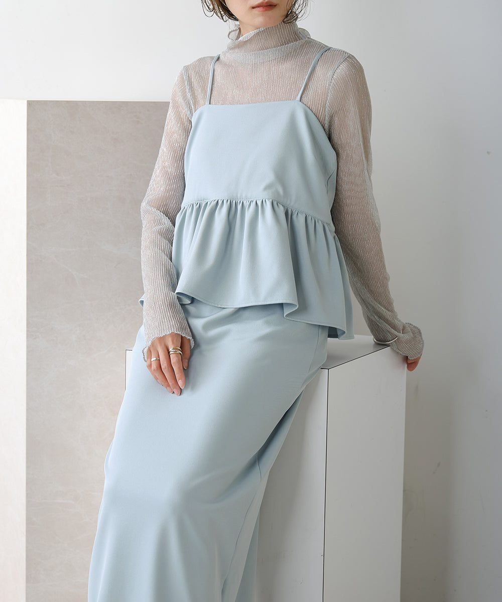 【低身長向けサイズあり】ペプラムIラインキャミワンピース