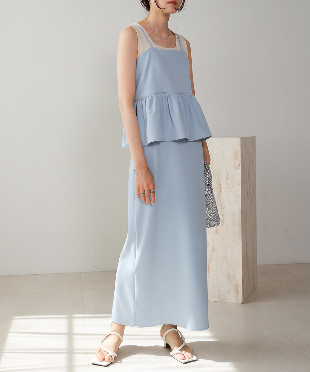 【低身長向けサイズあり】ペプラムIラインキャミワンピース