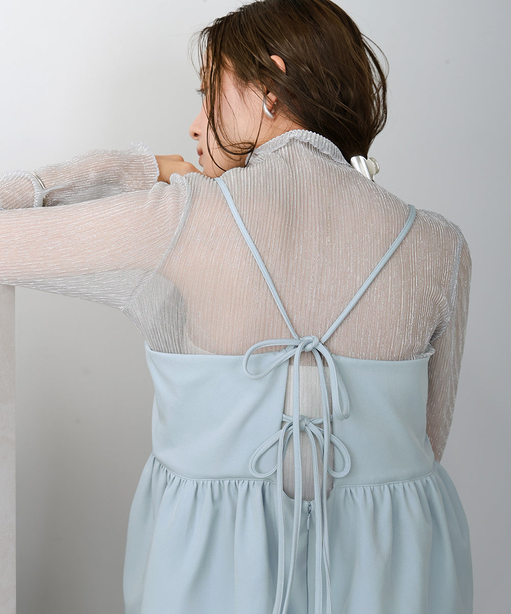 【低身長向けサイズあり】ペプラムIラインキャミワンピース