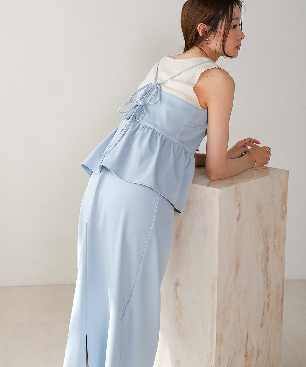 【低身長向けサイズあり】ペプラムIラインキャミワンピース