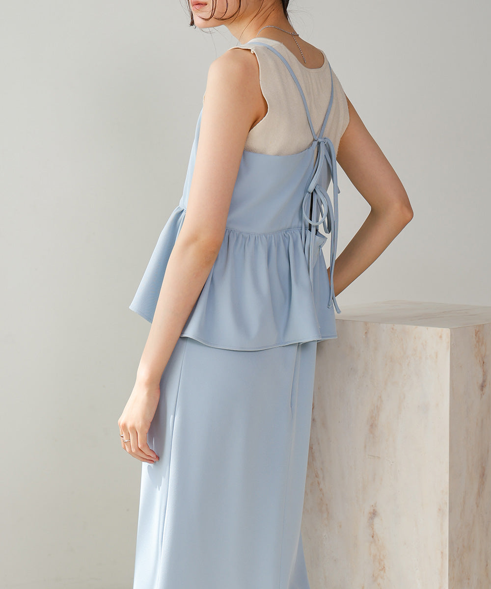 【低身長向けサイズあり】ペプラムIラインキャミワンピース