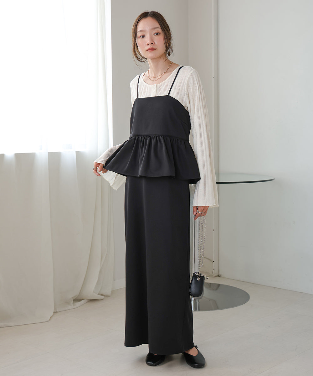 【低身長向けサイズあり】ペプラムIラインキャミワンピース