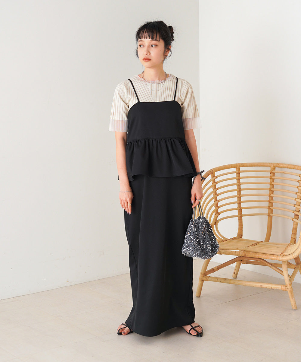 【低身長向けサイズあり】ペプラムIラインキャミワンピース