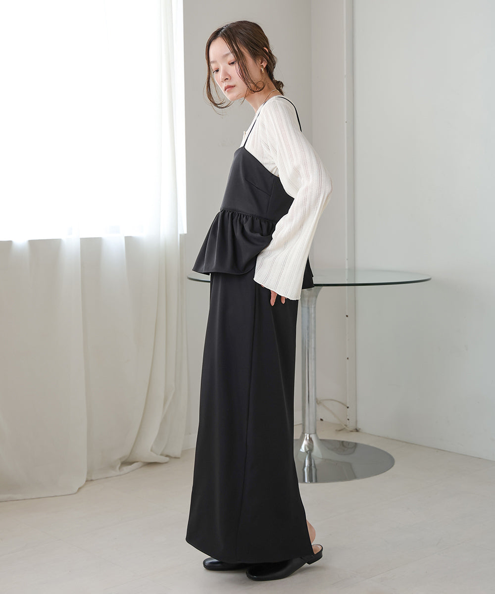 【低身長向けサイズあり】ペプラムIラインキャミワンピース