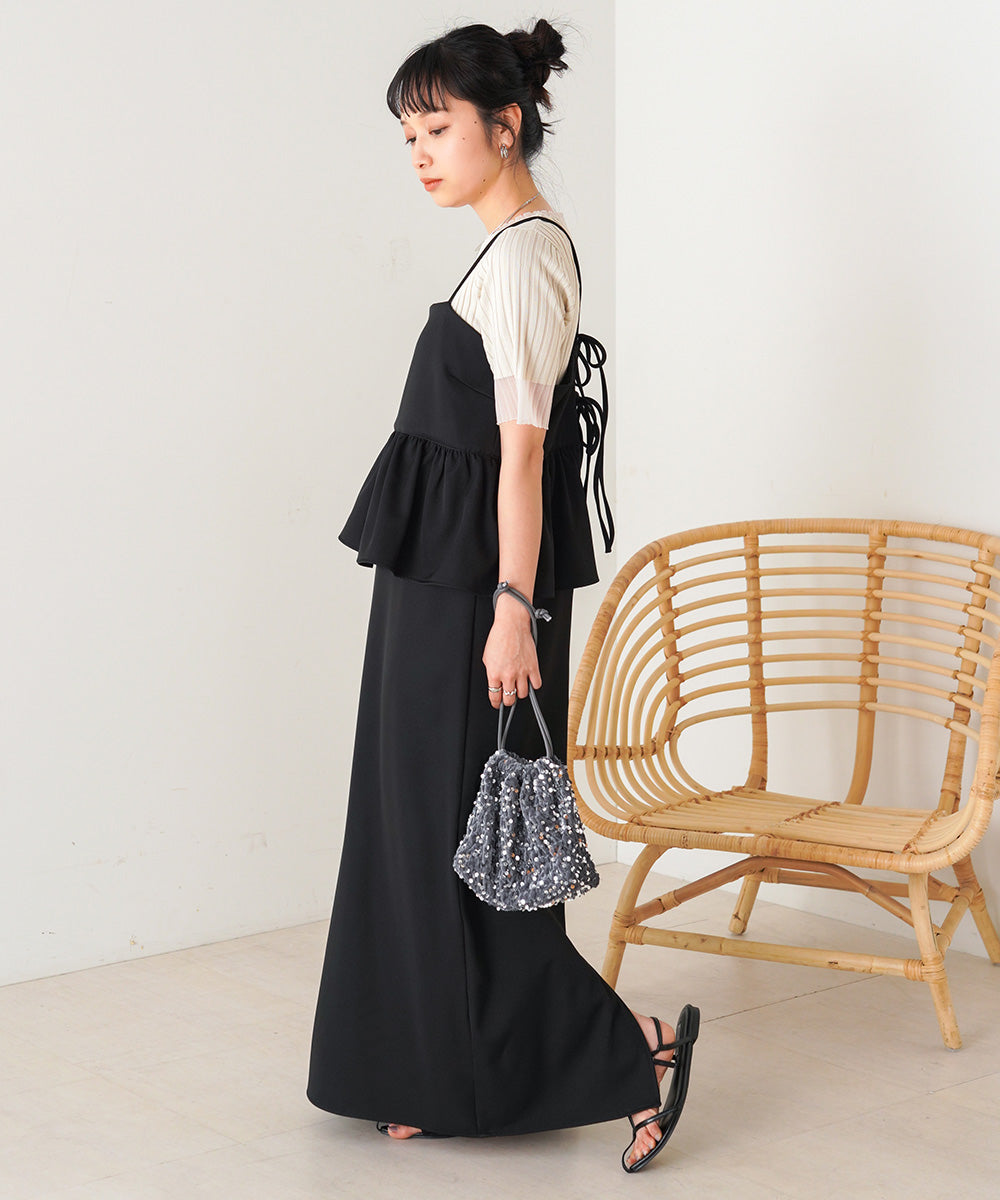 【低身長向けサイズあり】ペプラムIラインキャミワンピース