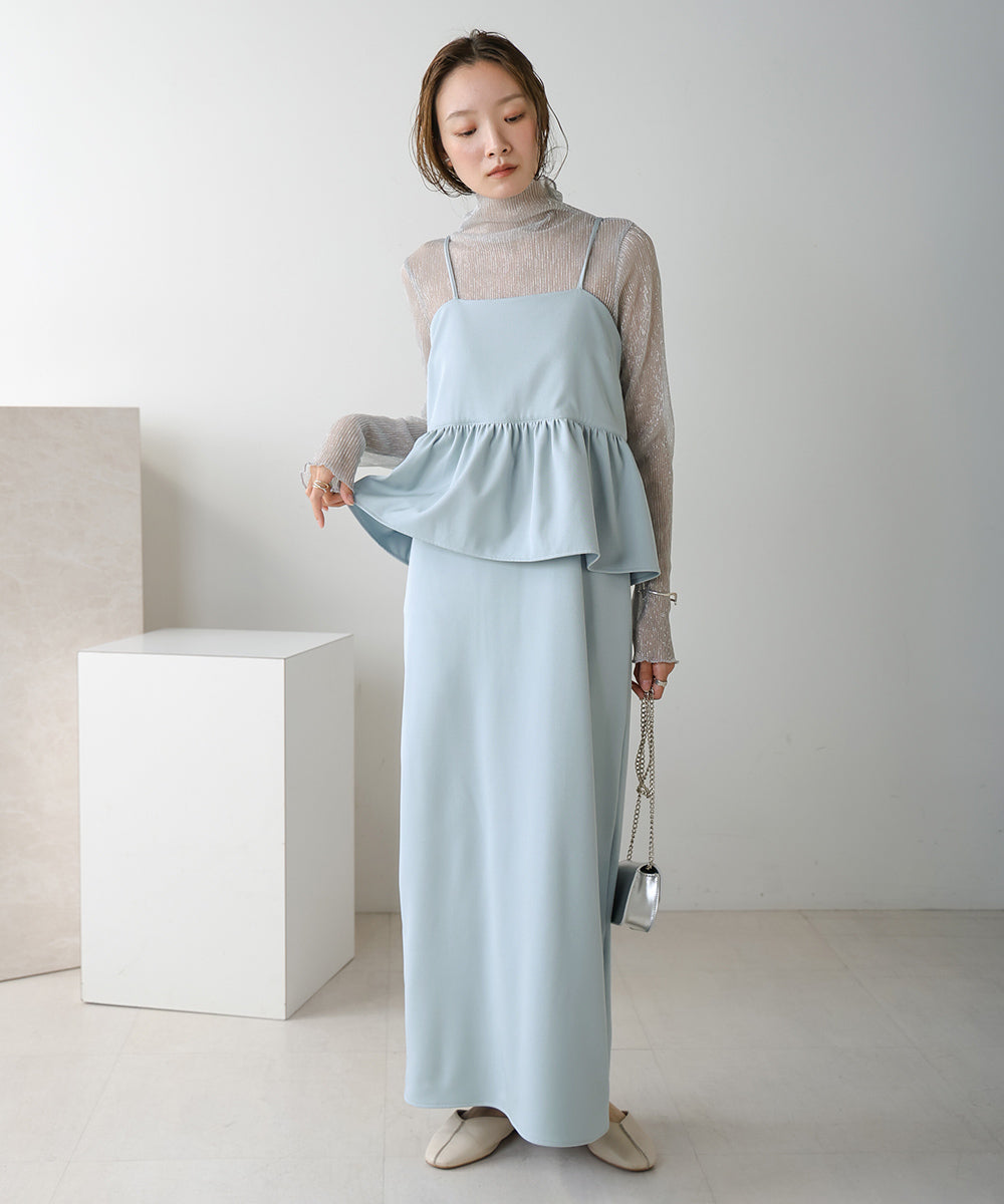 【低身長向けサイズあり】ペプラムIラインキャミワンピース