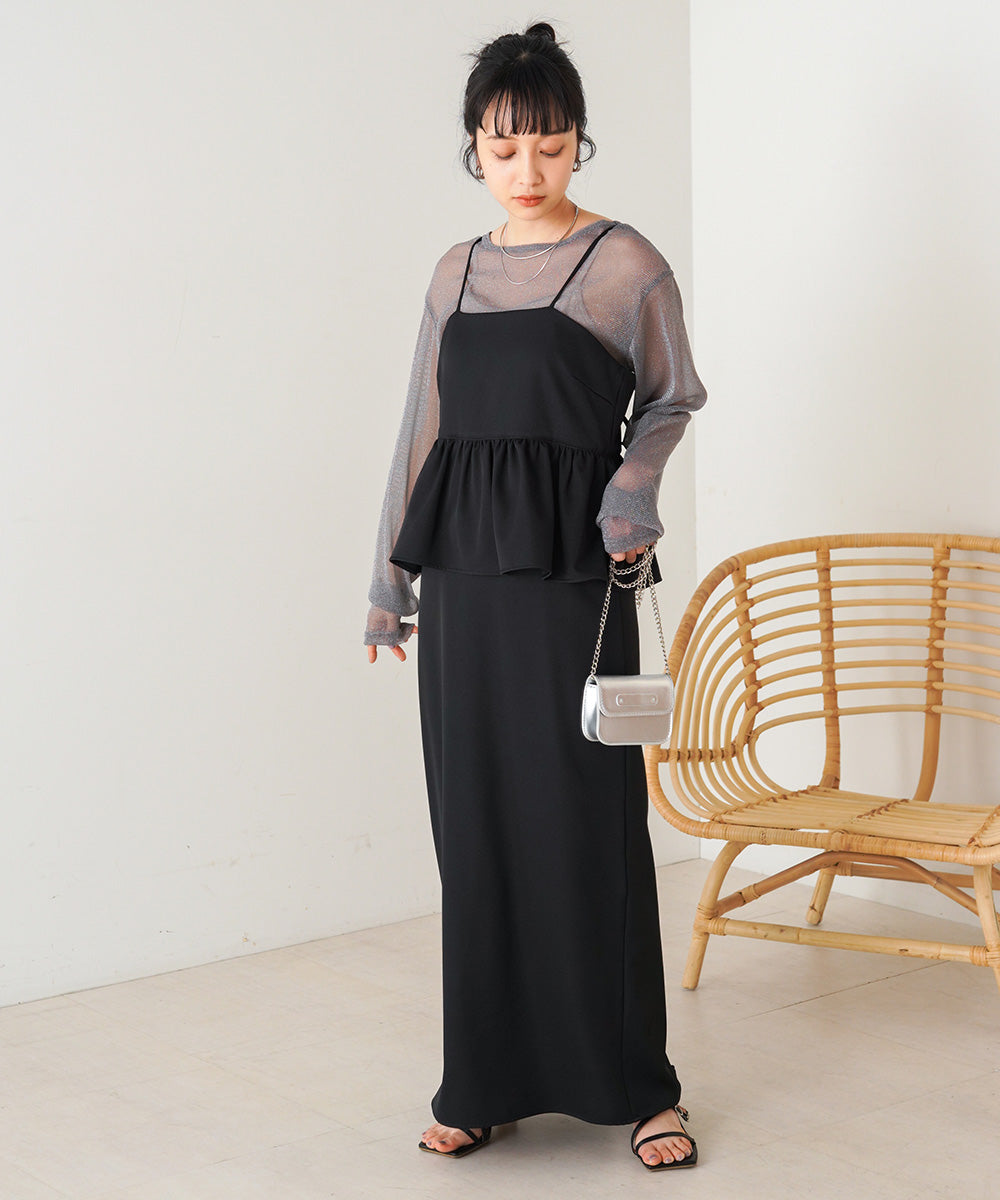 【低身長向けサイズあり】ペプラムIラインキャミワンピース