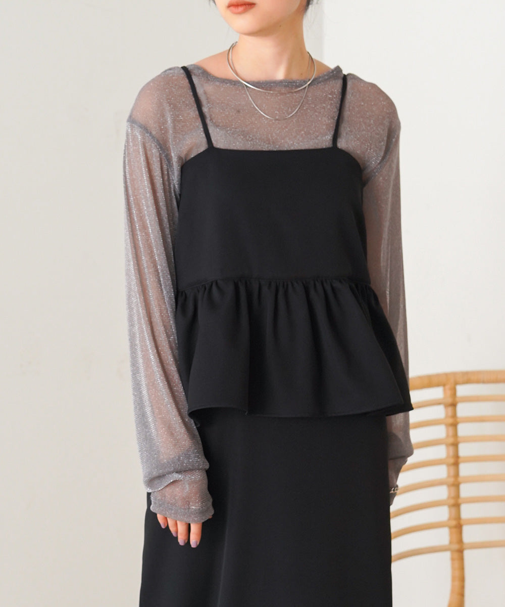 【低身長向けサイズあり】ペプラムIラインキャミワンピース