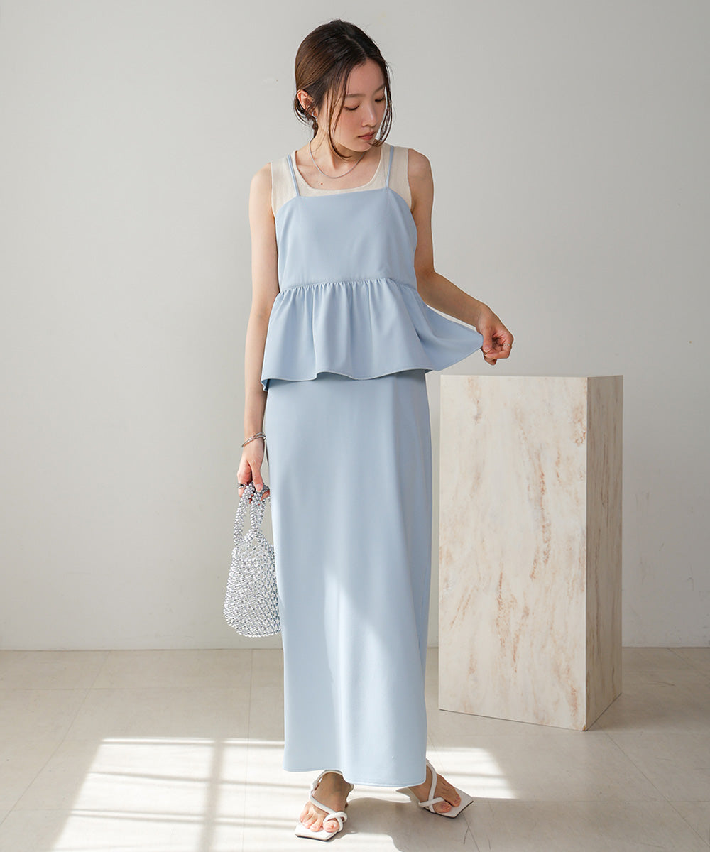 【低身長向けサイズあり】ペプラムIラインキャミワンピース