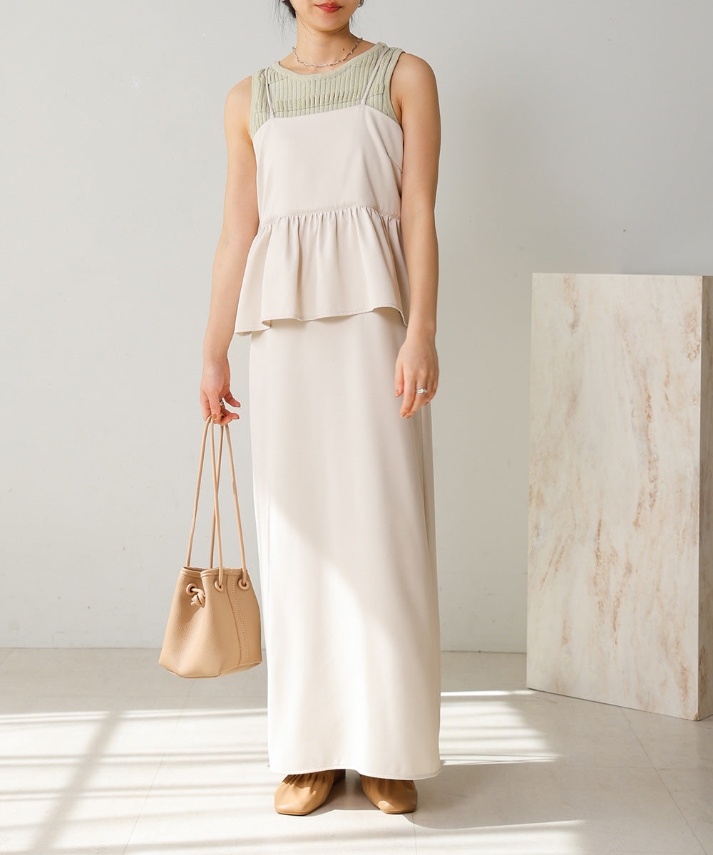 【低身長向けサイズあり】ペプラムIラインキャミワンピース