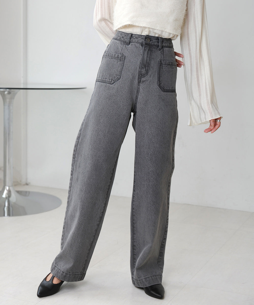 FRONT DOUBLE POCKET DENIM PANTS