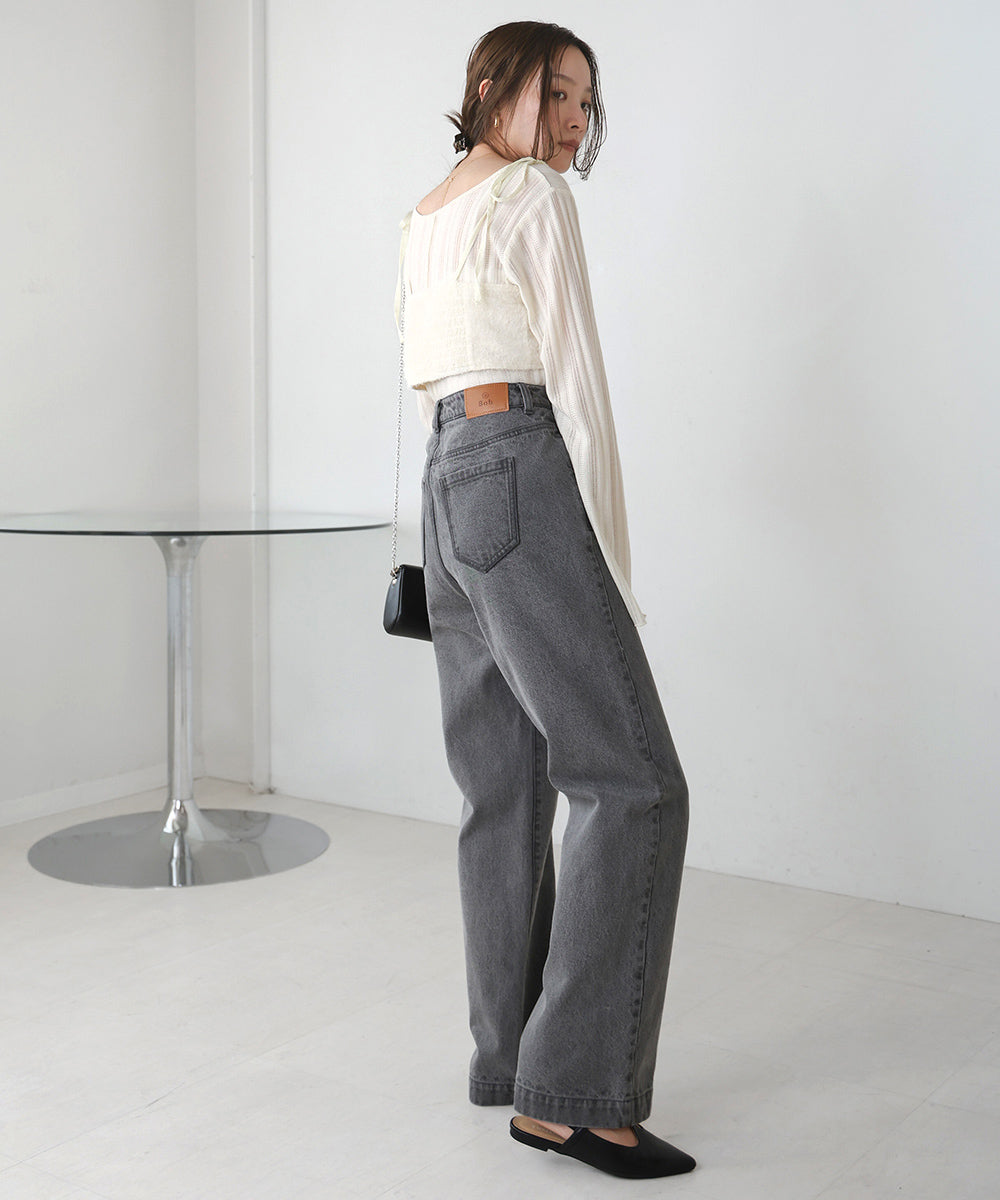 FRONT DOUBLE POCKET DENIM PANTS