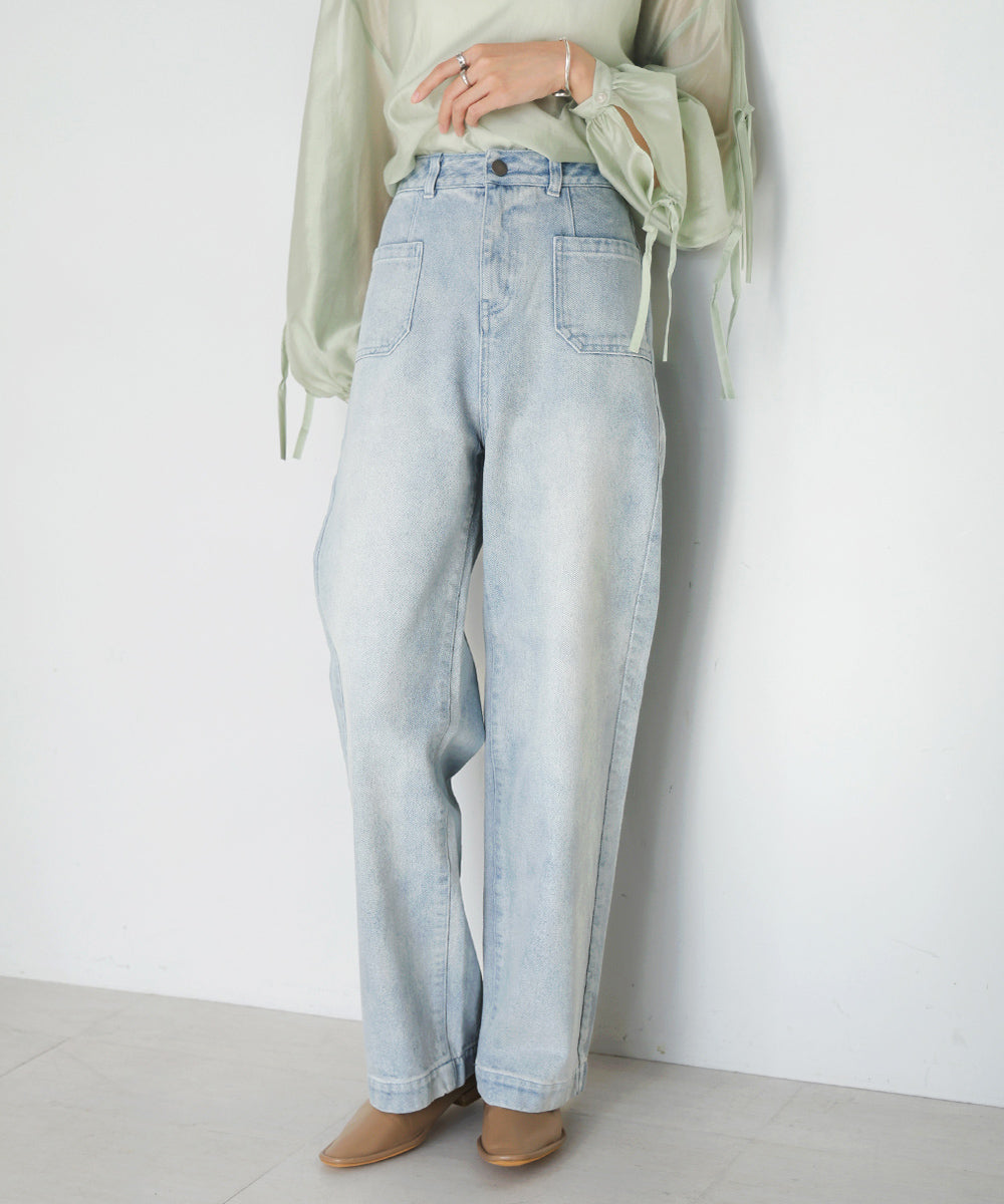 FRONT DOUBLE POCKET DENIM PANTS