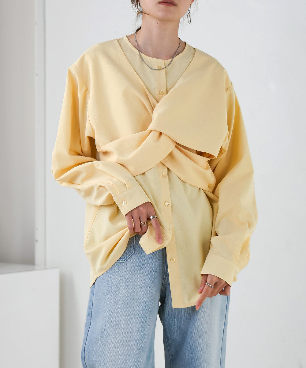 TWISTED FRONT BUSTIER STYLE BLOUSE